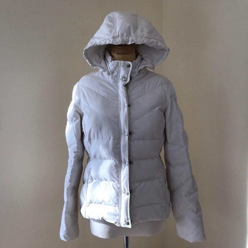 J. Crew outlet medium white puffer hoodie jacket
